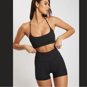 Black Ribbed Cami Sports Bra